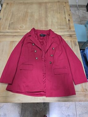 torrid Red Double-Breasted Blazer with Metallic Buttons